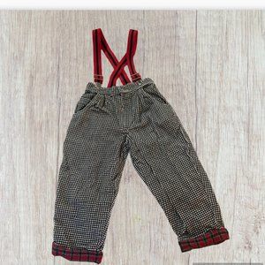 3T Vintage Flannel Houndstooth Suspender Pants